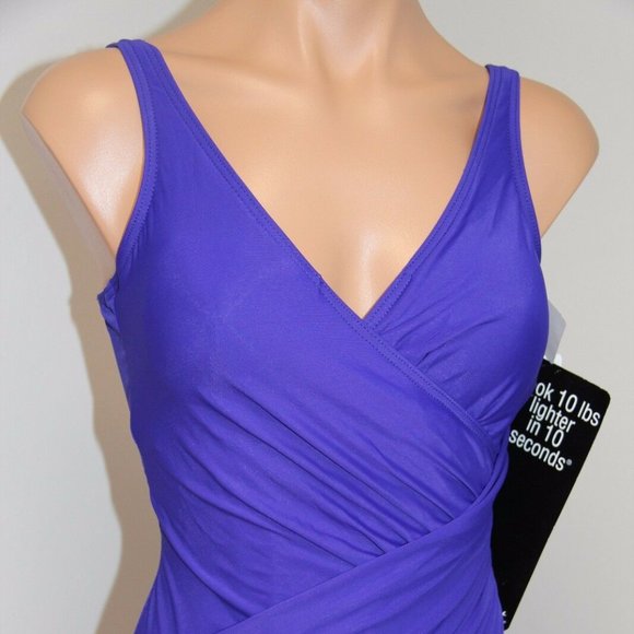NWT Women's Miraclesuit Swimsuit one piece swimwear Oceanus Size 12 Viol… - Picture 6 of 8